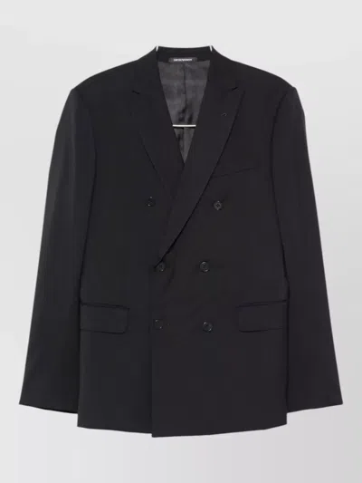 Emporio Armani Wool Double Breasted Tailored Suit Coat In Black