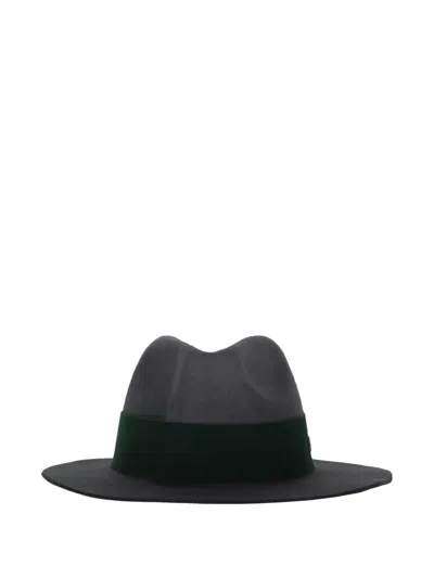 Emporio Armani Wool Fedora Hat In Grey