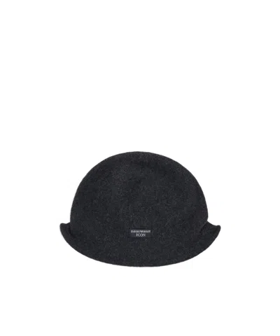 Emporio Armani Wool Flat-cap In Black
