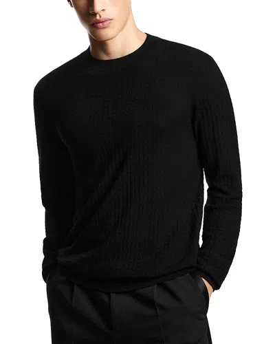 Emporio Armani Wool Geometric Square Jacquard Sweater In Black