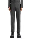 Emporio Armani Wool Grisaille Regular Fit Pants In Dark Grey