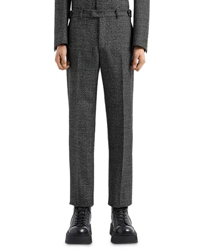 Emporio Armani Wool Grisaille Regular Fit Pants In Dark Grey