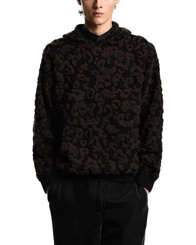 Emporio Armani Wool Hooded Pullover Sweater In Black