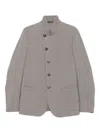 Emporio Armani Virgin Wool Blend Textured Fabric Jacket In Black