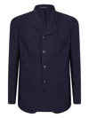 Emporio Armani Textured Fabric Long Sleeve Jacket In Blue
