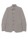 Emporio Armani Virgin Wool Blend Textured Fabric Jacket In Gray