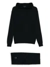 Emporio Armani Virgin Wool Trousers And Hoodie Set In Black