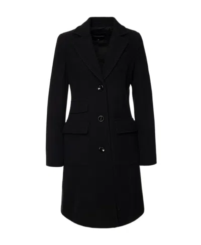 Emporio Armani Wool Lapel Coat In Black