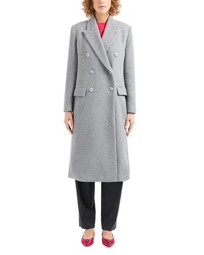 Emporio Armani Wool Melange Double Breasted Coat In Grey