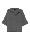 Emporio Armani Oversized Polo Shirt Half Sleeves In Gray