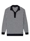 Emporio Armani Icon Virgin-wool Jumper With Polo-shirt Collar And Embossed Knit In Black