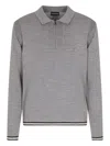 Emporio Armani Wool Polo Shirt In Gray