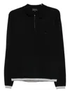 Emporio Armani Half-zip Wool-blend Polo Shirt In Black