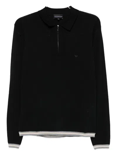 Emporio Armani Wool Polo Shirt In Animal Print