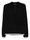 Emporio Armani Half-zip Wool-blend Polo Shirt In Black