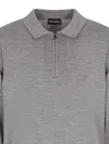 Emporio Armani Wool Polo Shirt In Gray