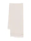 Emporio Armani Chevron Patterned Wool Scarf With Fringed Edges In White