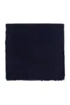 Emporio Armani Wool Scarf With Chevron Motif In Blue