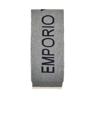Emporio Armani Wool Scarf In Grey