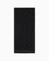 Emporio Armani Official Store All-over Eagle Embroidered Wool Scarf In Anthracite