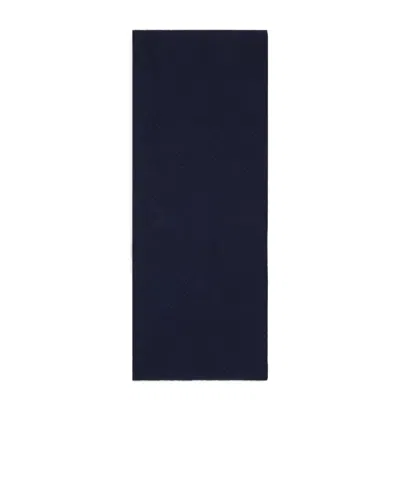 Emporio Armani Wool Scarf With Chevron Motif In Blue