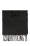 Emporio Armani Logo-jacquard Fringed Scarf In Charcoal