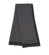 Emporio Armani Wool-silk Fringed Scarf In Grey