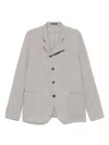 Emporio Armani Mens Beige Scuro Melange Chunky-knit Asymmetric Wool-blend Blazer In Gray