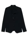 Emporio Armani Wool Single-breasted Blazer Jacket In Blue
