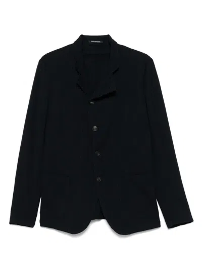 Emporio Armani Wool Single-breasted Blazer Jacket In Blue