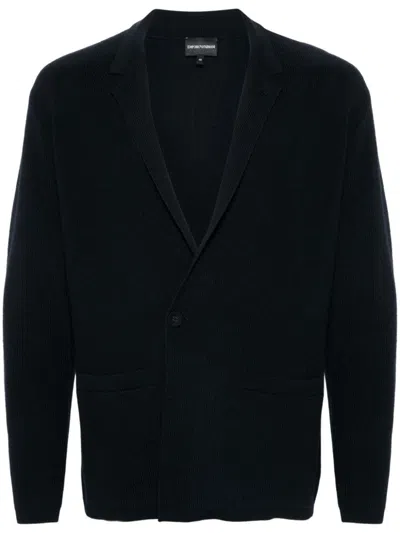 Emporio Armani Wool Single-breasted Jacket In Blue