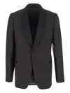 Emporio Armani Brown Single-breasted Jacket With Shawl Revers In Wool Blend Man In Brown