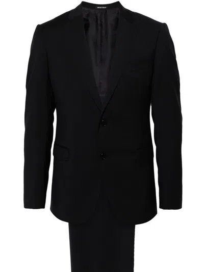 Emporio Armani Wool Single-breasted Suit In Black