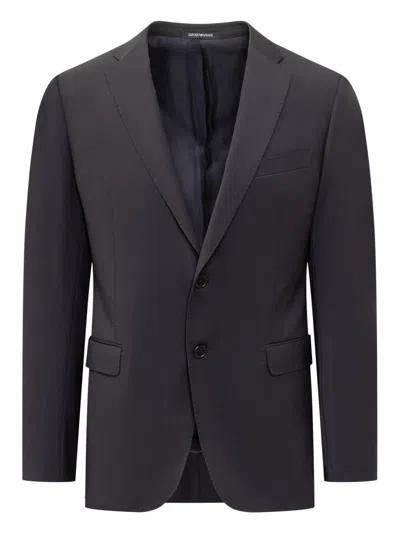 Emporio Armani Wool Single Breasted Suit In Black