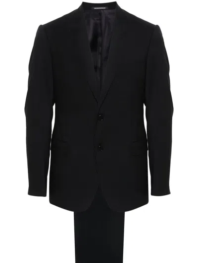 Emporio Armani Wool Single-breasted Suit In Blue