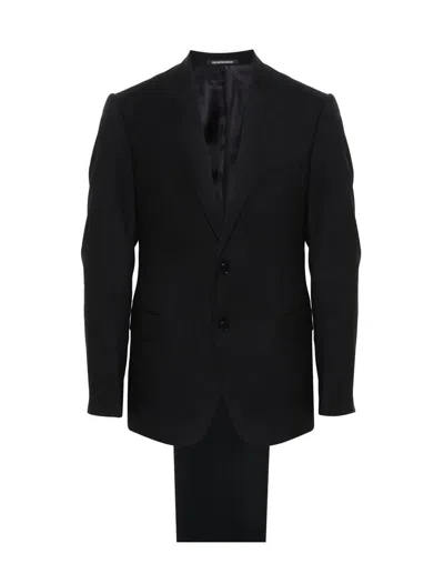 Emporio Armani Wool Single-breasted Suit In Black