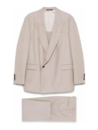 Emporio Armani Wool Single-breasted Suit In Neutral