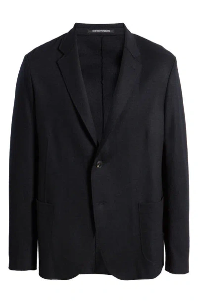 Emporio Armani Wool Sport Coat In Solid Black