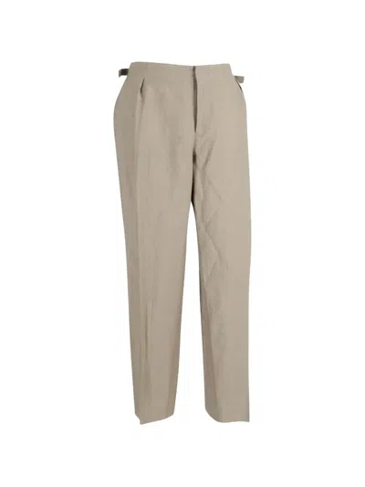Pre-owned Emporio Armani Wool Straight-cut Trousers In Neutral