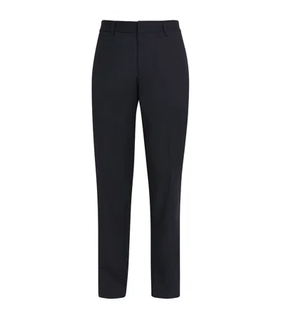 Emporio Armani Wool Straight Trousers In Blue