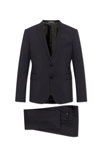 Emporio Armani Wool Suit In Black