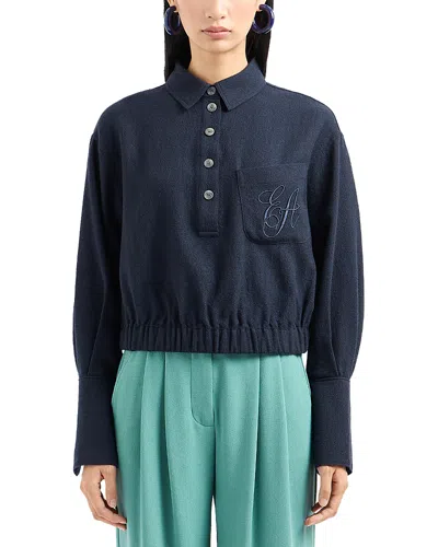 Emporio Armani Wool Top In Blue