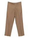 Emporio Armani Tailored Wool Trousers With Pockets And Crease In Brown