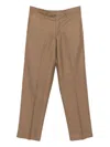 Emporio Armani Tailored Wool Trousers With Pockets And Crease In Brown