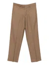 Emporio Armani Tailored Wool Trousers With Pockets And Crease In Brown