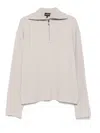 Emporio Armani Half Zip Turtle Neck Sweater In White