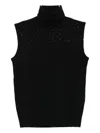 Emporio Armani Embellished Turtleneck Tank Top In Black