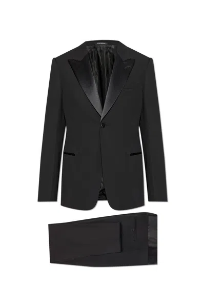 Emporio Armani Wool Tuxedo In Nero Carbone