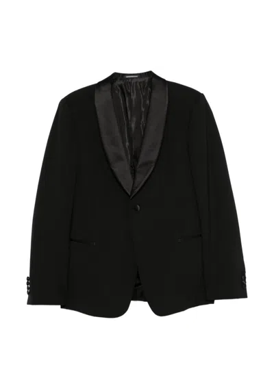 Emporio Armani Wool Tuxedo Suit In Black