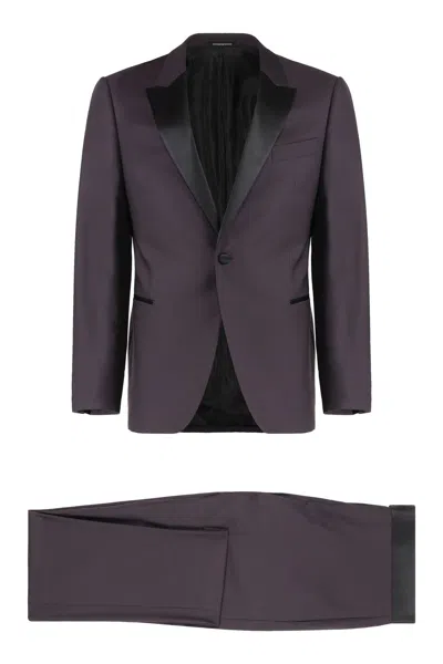 Emporio Armani Wool Two-pieces Suit In Purple